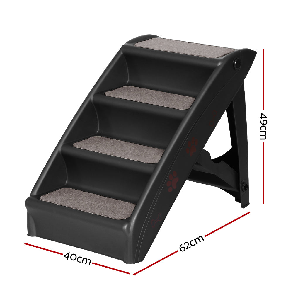 i.Pet - Foldable Dog Ramp Steps for Bed, Sofa, Car - Portable Pet Stairs Ladder - Black