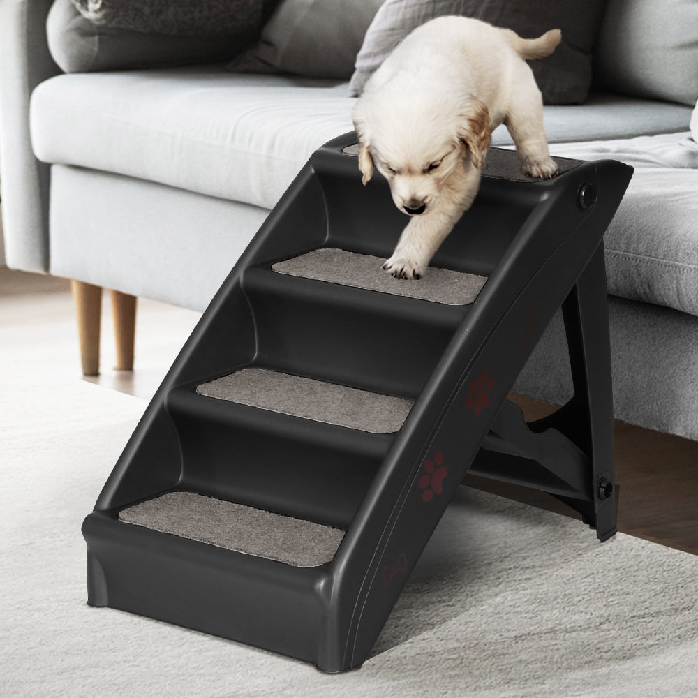 i.Pet - Foldable Dog Ramp Steps for Bed, Sofa, Car - Portable Pet Stairs Ladder - Black