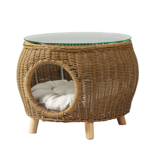 Gardeon 2-in-1 Wicker Coffee Table and Pet Bed