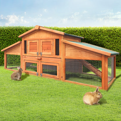 i.Pet - Large Wooden Pet Hutch 169x52x72cm