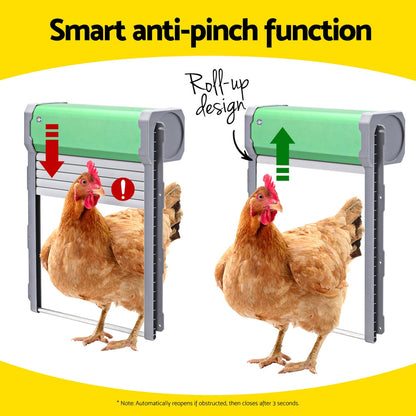 Giantz - Automatic Chicken Coop Door with Timer and Light Sensor