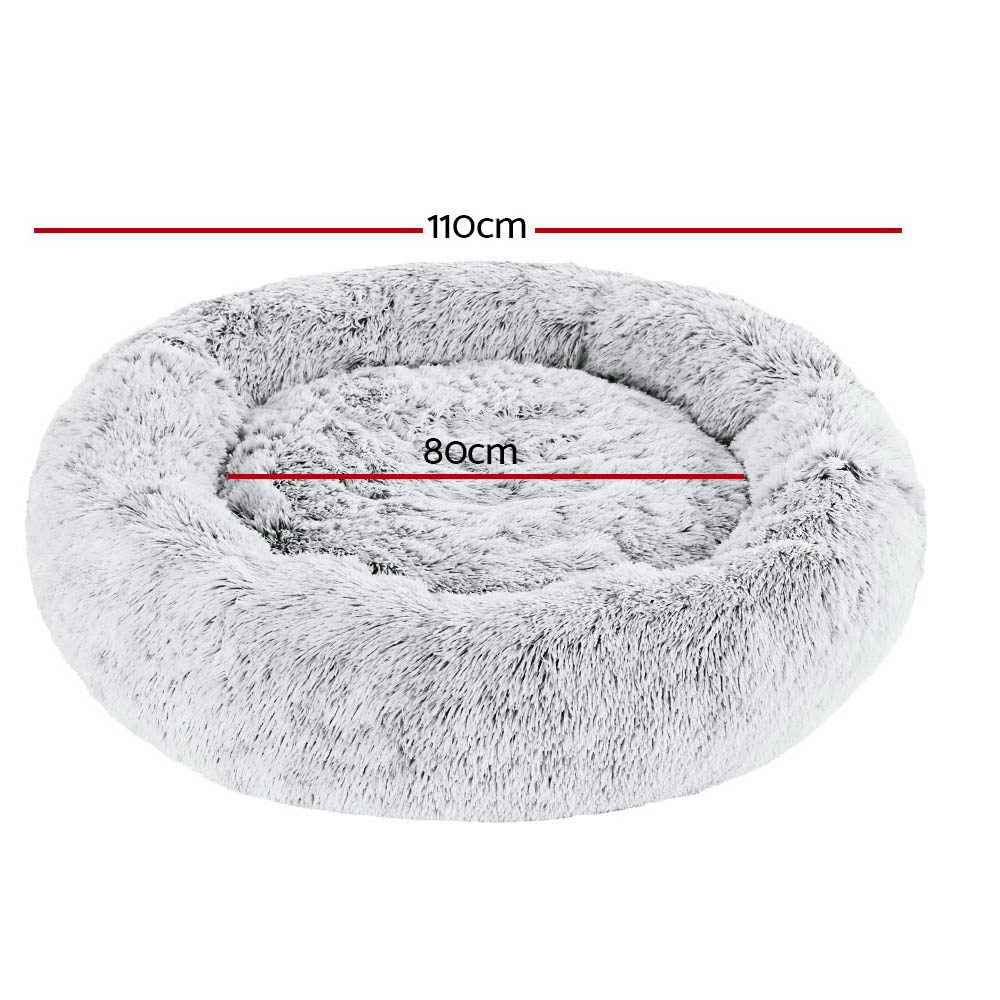 i.Pet - Extra Large Calming Pet Bed for Dogs & Cats, Soft Plush 110cm - Light Charcoal