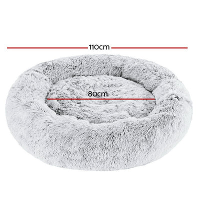 i.Pet - Extra Large Calming Pet Bed for Dogs & Cats, Soft Plush 110cm - Light Charcoal