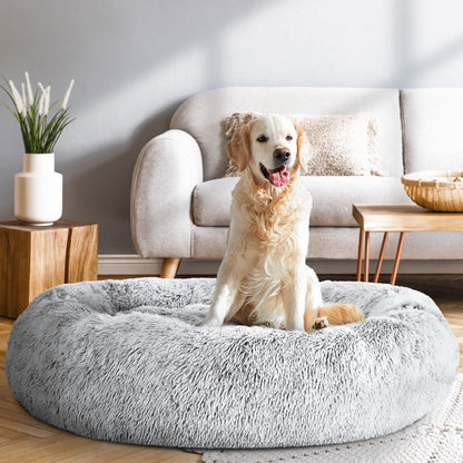 i.Pet - Extra Large Calming Pet Bed for Dogs & Cats, Soft Plush 110cm - Light Charcoal