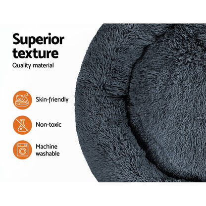 i.Pet - Extra Large Calming Pet Bed for Dogs & Cats, Soft Plush 110cm - Dark Grey