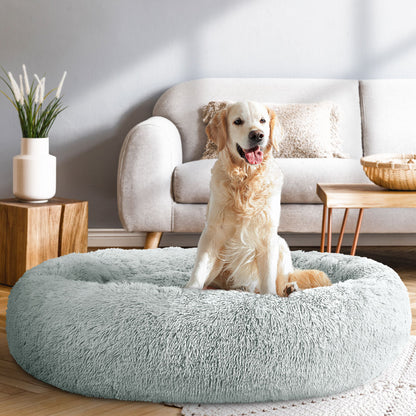 i.Pet - Extra Large Calming Pet Bed for Dogs & Cats, Soft Plush 110cm - Light Grey