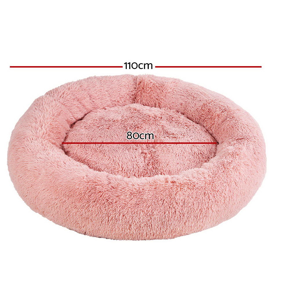 i.Pet - Extra Large Calming Pet Bed for Dogs & Cats, Soft Plush 110cm - Pink