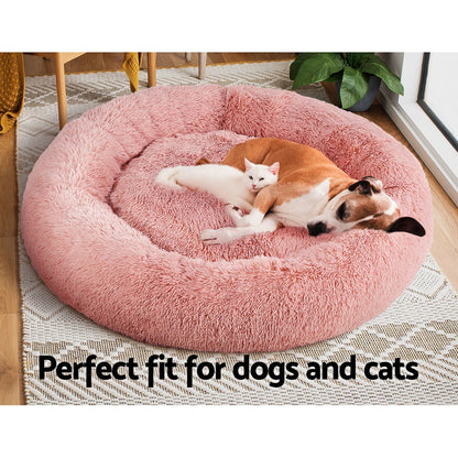 i.Pet - Extra Large Calming Pet Bed for Dogs & Cats, Soft Plush 110cm - Pink