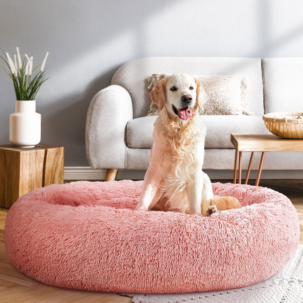 i.Pet - Extra Large Calming Pet Bed for Dogs & Cats, Soft Plush 110cm - Pink