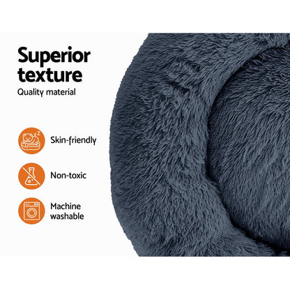 i.Pet - Large Calming Pet Bed for Dogs & Cats, 90cm - Dark Grey