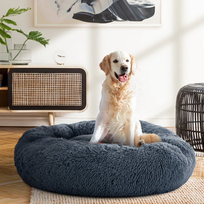 i.Pet - Large Calming Pet Bed for Dogs & Cats, 90cm - Dark Grey