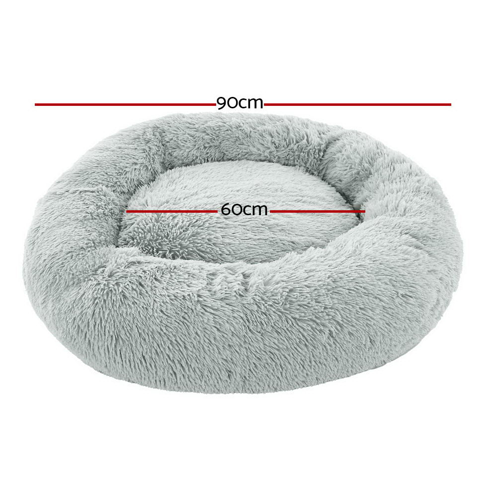 i.Pet - Large Calming Pet Bed for Dogs & Cats, 90cm - Light Grey