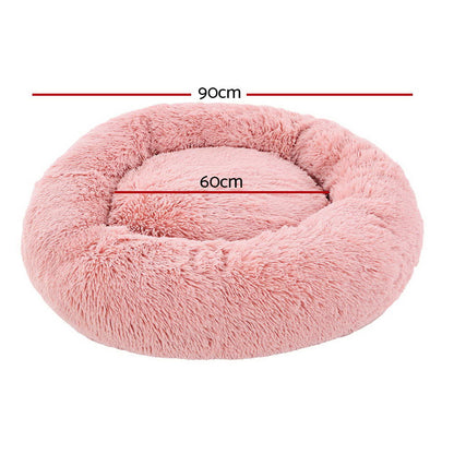 i.Pet - Large Calming Pet Bed for Dogs & Cats, 90cm - Pink