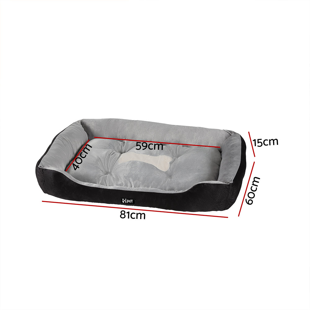 i.Pet - Calming Pet Bed for Dogs & Cats, Soft Plush Mat - Black