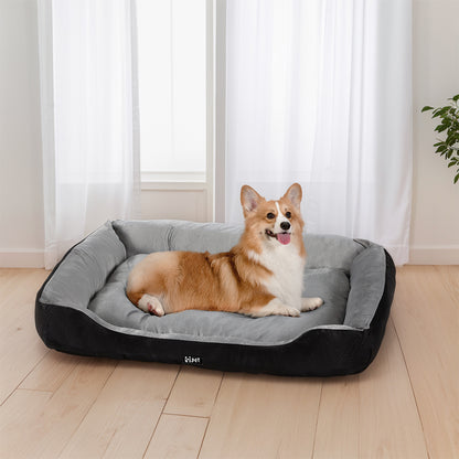 i.Pet - Calming Pet Bed for Dogs & Cats, Soft Plush Mat - Black