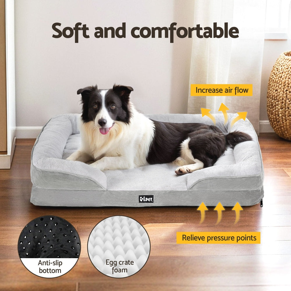 i.Pet - Calming Pet Bed with Egg Crate Foam Cushion - Large, Removable & Washable