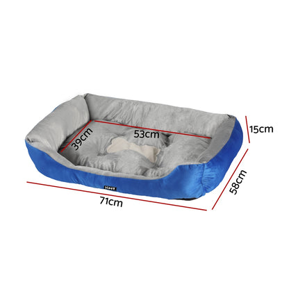 i.Pet - Calming Pet Bed for Dogs & Cats, Soft Plush Mat - Blue