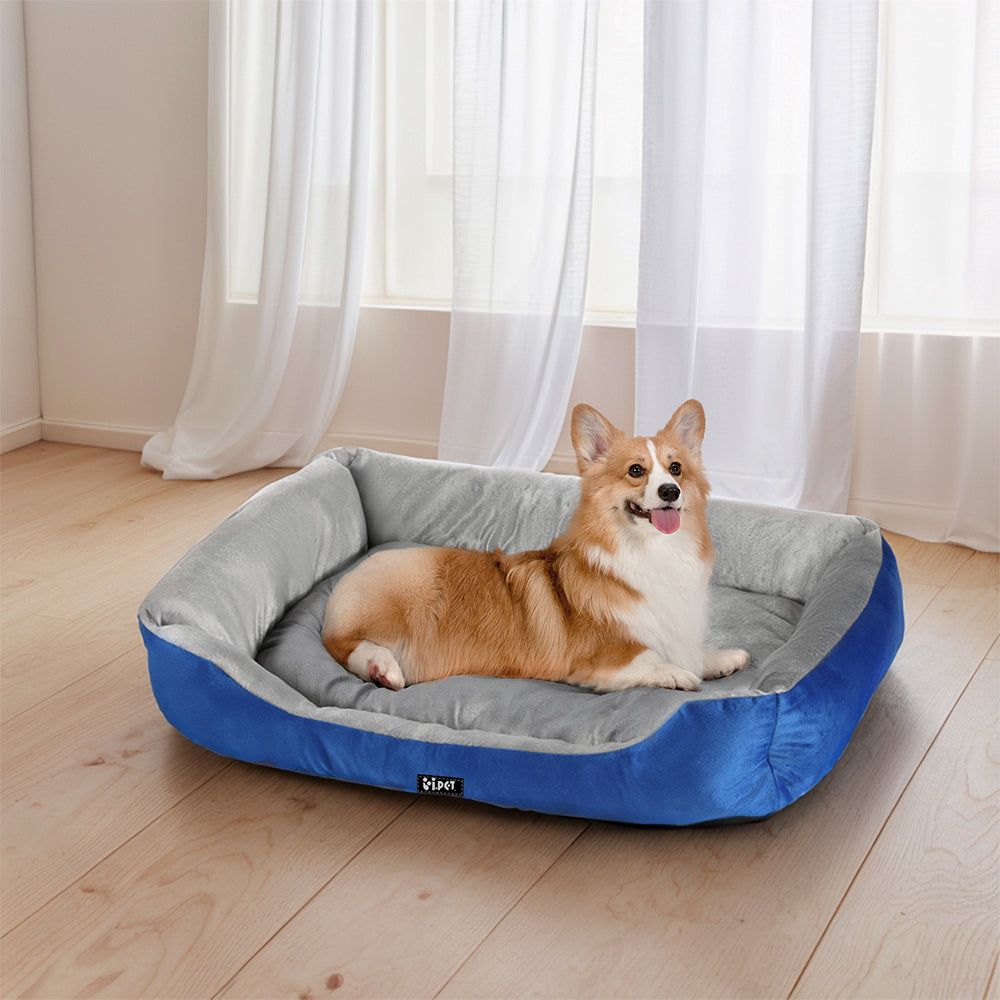 i.Pet - Calming Pet Bed for Dogs & Cats, Soft Plush Mat - Blue