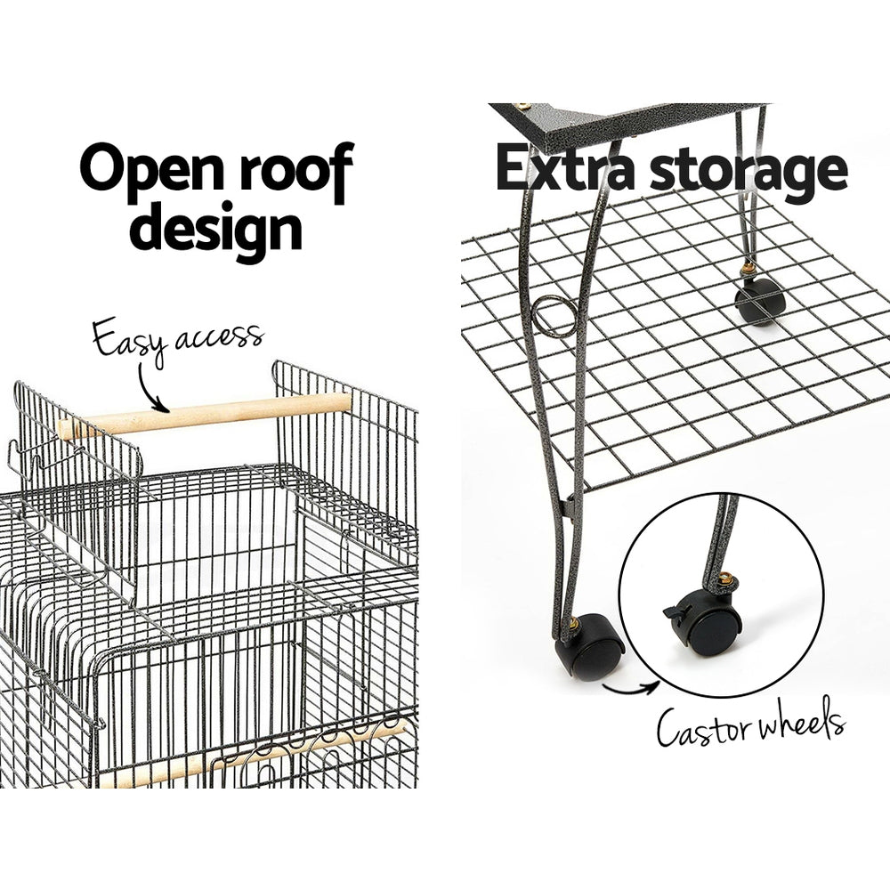 i.Pet - 145cm Large Bird Cage Aviary with Stainless Steel Feeders