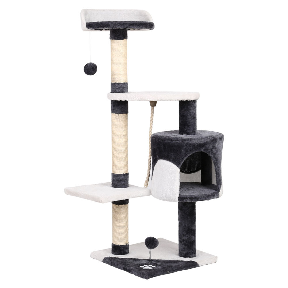 i.Pet - 112cm Cat Tree Tower with Scratching Post, Condo, and Hanging Toys