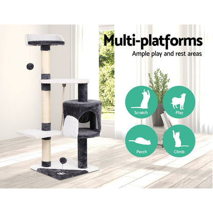 i.Pet - 112cm Cat Tree Tower with Scratching Post, Condo, and Hanging Toys