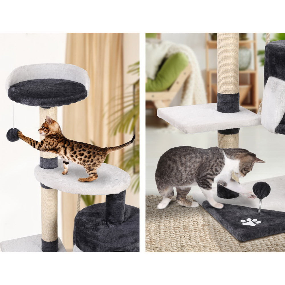 i.Pet - 112cm Cat Tree Tower with Scratching Post, Condo, and Hanging Toys