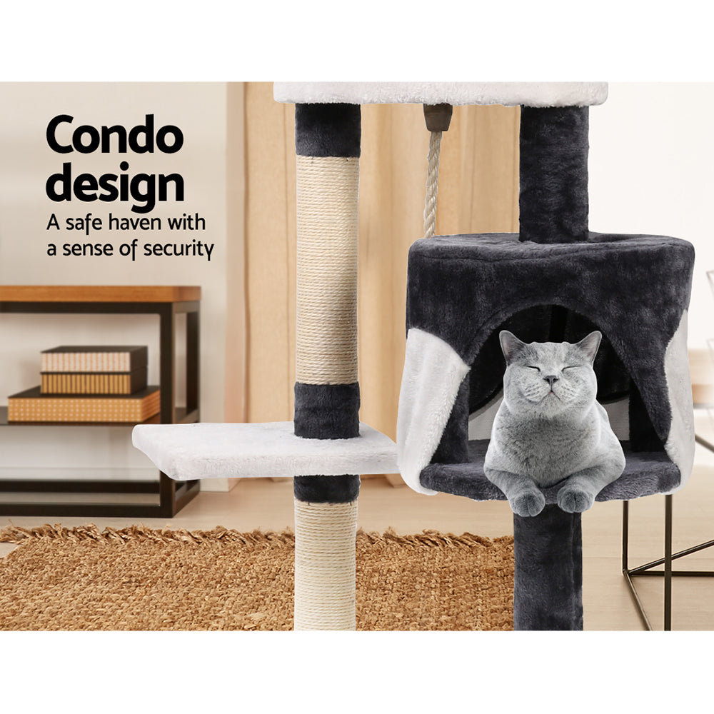 i.Pet - 112cm Cat Tree Tower with Scratching Post, Condo, and Hanging Toys