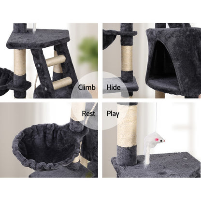 i.Pet - 120cm Cat Tree Tower with Scratching Post, Condo, and Hanging Toys