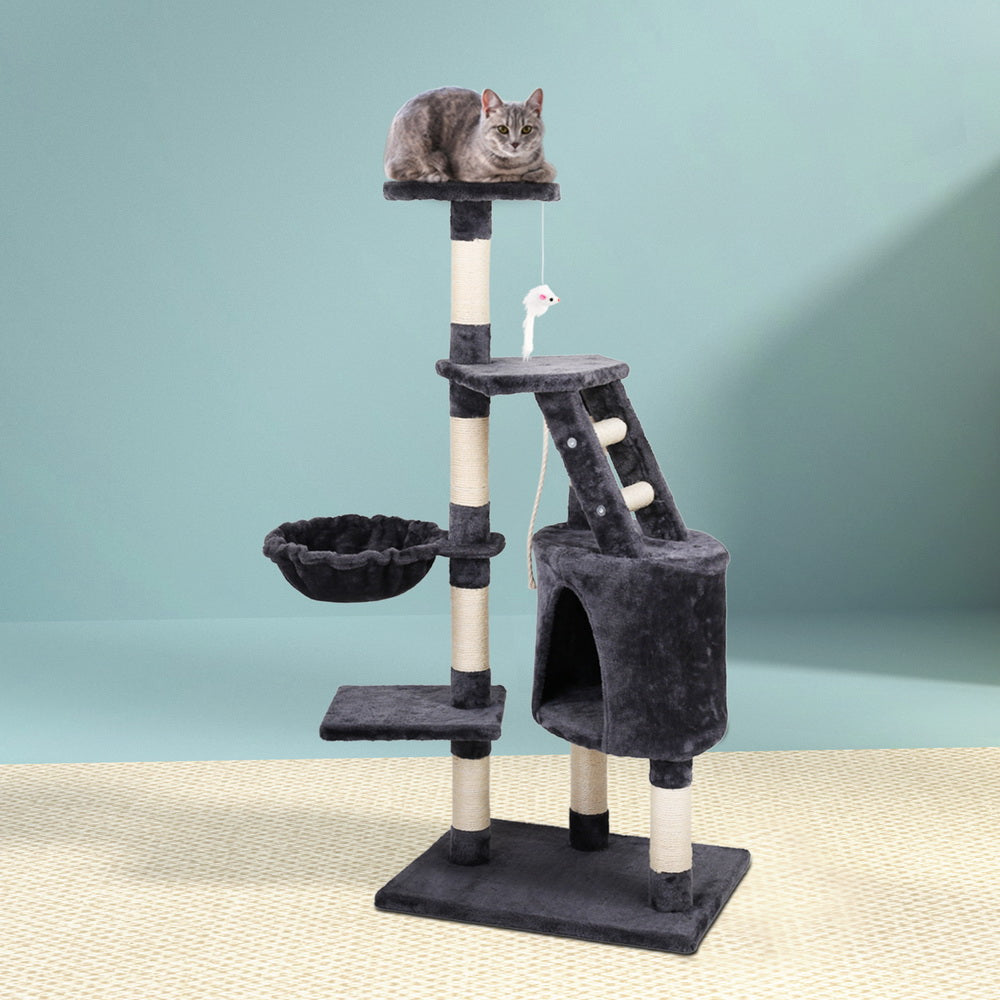 i.Pet - 120cm Cat Tree Tower with Scratching Post, Condo, and Hanging Toys