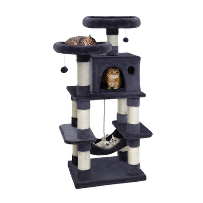 i.Pet - 145cm Cat Tree Tower with Scratching Post, Large Bed, and Condo House