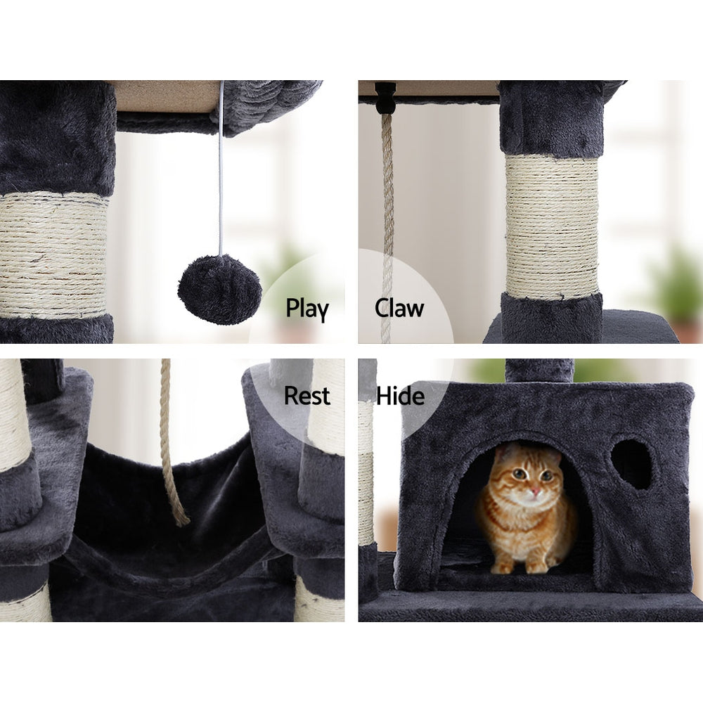 i.Pet - 145cm Cat Tree Tower with Scratching Post, Large Bed, and Condo House