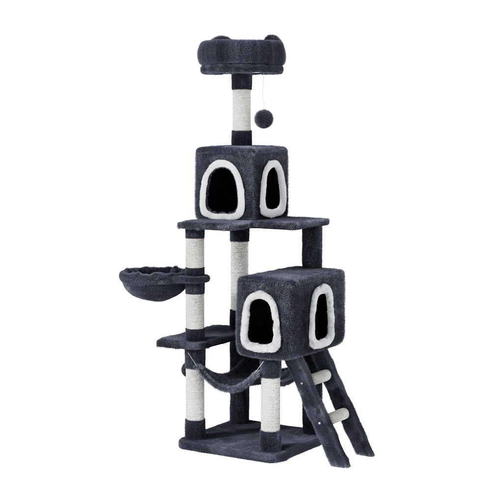 i.Pet - 168cm Cat Tree with Scratching Post, Condo, and Hanging Toy Bed