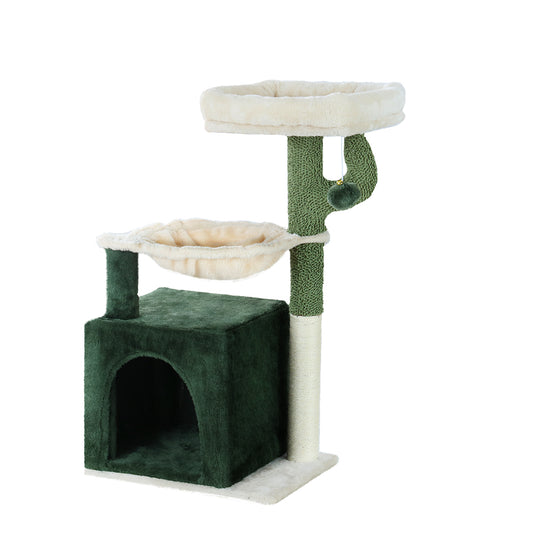 i.Pet - 78cm Cat Tree Scratching Post Tower with Wood Condo, Bed, and Toys - Green