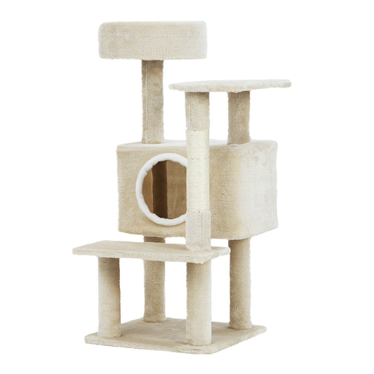 i.Pet - 90cm Cat Tree Scratching Post Tower with Bed and Condo - Beige