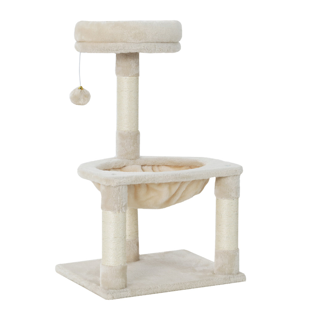 i.Pet - 69cm Cat Tree Scratching Post Tower with Toys, Condo, and Bed - Beige