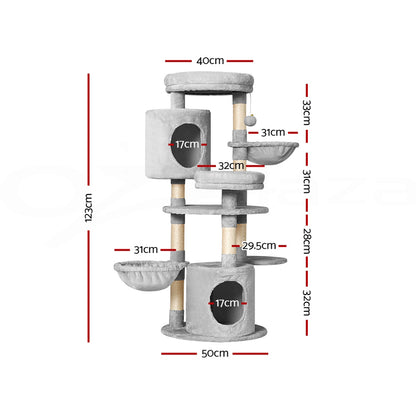 i.Pet - 123cm Cat Tree Tower with Scratching Post, Condo, and Hammocks