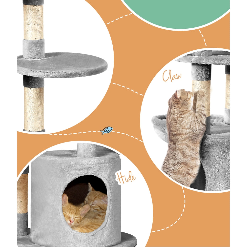 i.Pet - 123cm Cat Tree Tower with Scratching Post, Condo, and Hammocks