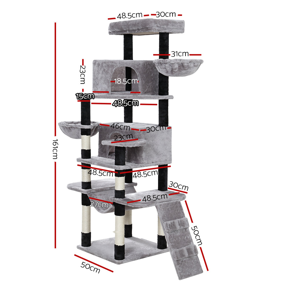 i.Pet - 161cm Cat Tree with Scratching Post, Condo, and Play Bed