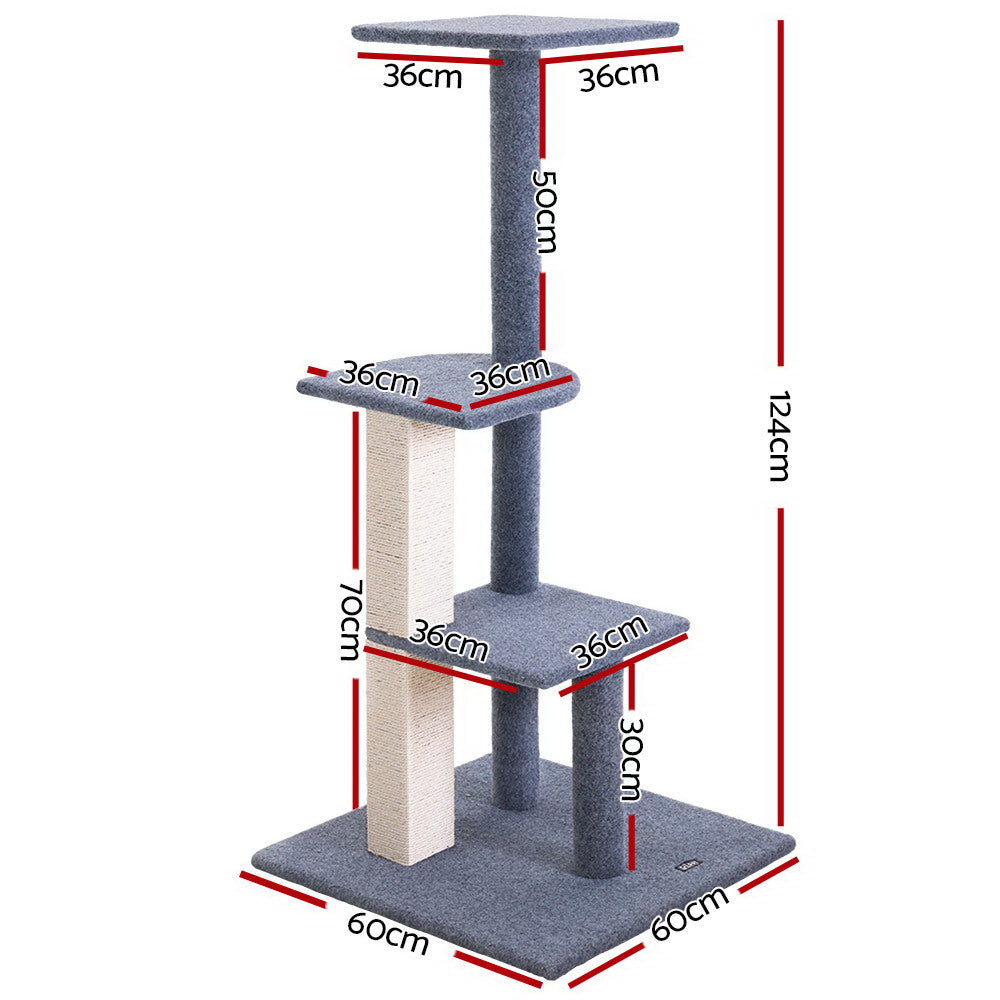 i.Pet - 124cm Cat Tree Scratching Post Tower with Condo and Perches