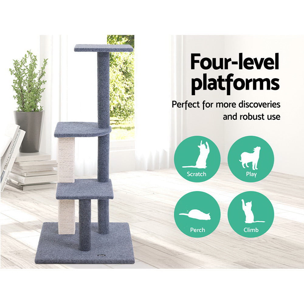 i.Pet - 124cm Cat Tree Scratching Post Tower with Condo and Perches