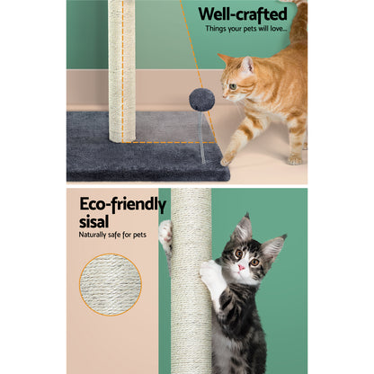 i.Pet - 105cm Cat Tree Scratching Post with Condo and Hanging Toys - Grey