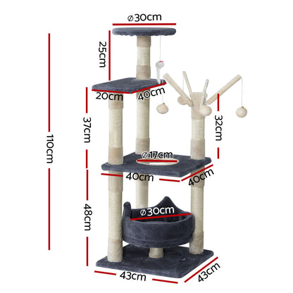 i.Pet - 110cm Cat Tree with Scratching Post, Condo, Bed, and Toys