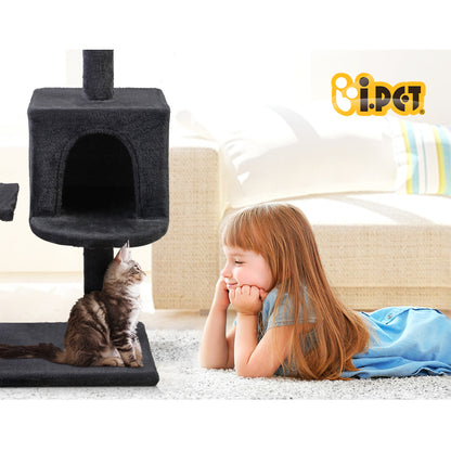 i.Pet - 140cm Cat Tree Tower with Scratching Posts, Toys, and Bed - Dark Grey