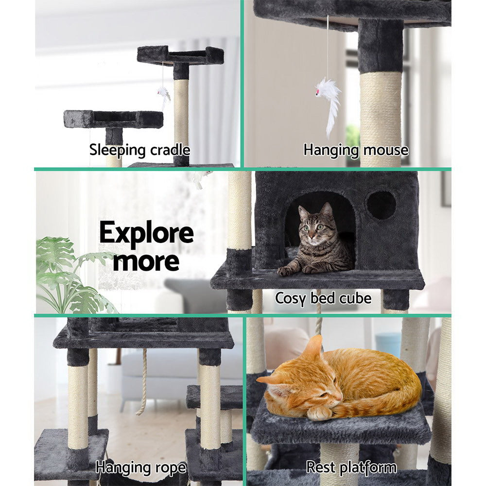 i.Pet - 184cm Cat Tree Tower Scratching Post Condo with Bed and House