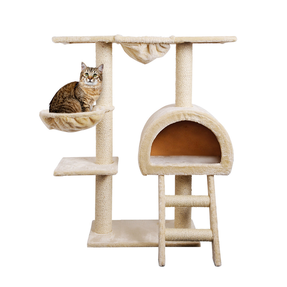 i.Pet - 100cm Cat Tree Tower Scratching Post with Bed and Condo - Beige