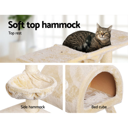 i.Pet - 100cm Cat Tree Tower Scratching Post with Bed and Condo - Beige