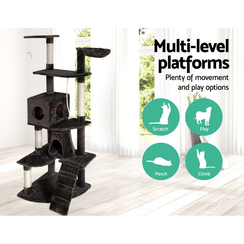 i.Pet - 193cm Cat Tree Tower Scratching Post Condo House - Grey