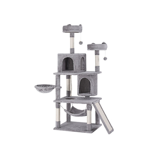 i.Pet - 161cm Cat Tree Tower with Scratching Post, Condo, and Hammock - Light Grey