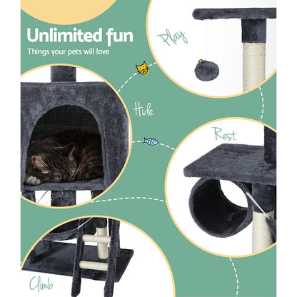 i.Pet - 144cm Cat Tree Tower with Scratching Post, Condo, Toys, and Bed