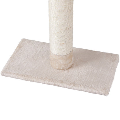 i.Pet - 290cm Floor-to-Ceiling Cat Tree Tower Scratching Post with Bed - Beige and White